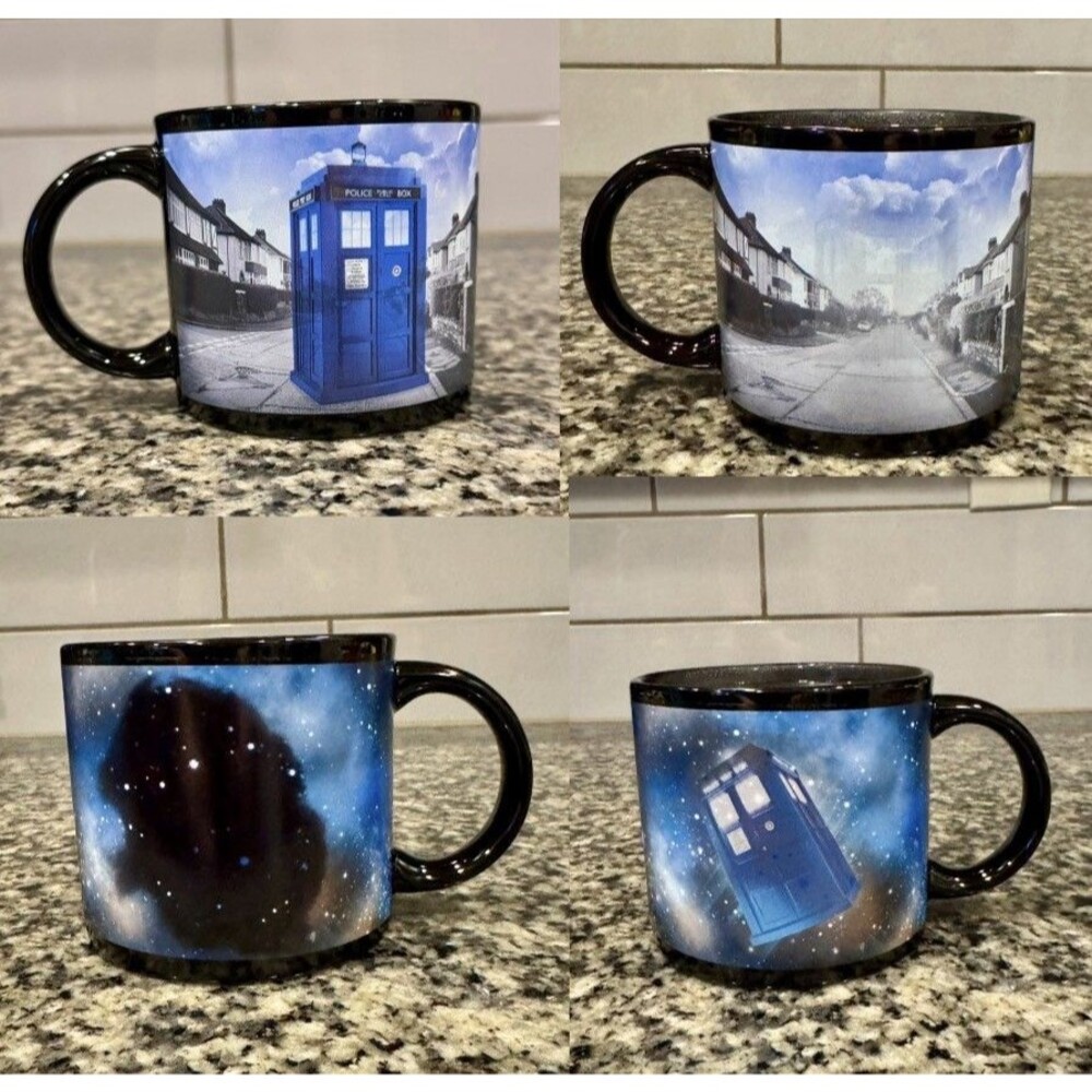 Doctor Who Disappearing TARDIS Heat Changing Coffee Mug BBC 2011 Black Ceramic